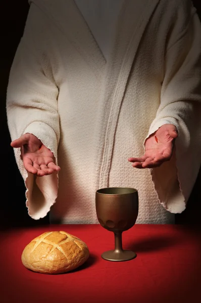 Jesus na mesa de comunhão — Fotografia de Stock