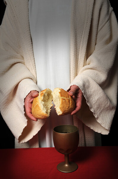 Jesus Quebrando Pão — Fotografia de Stock