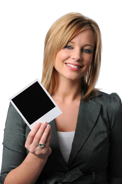 Woman with Polaroid — Stock Photo, Image