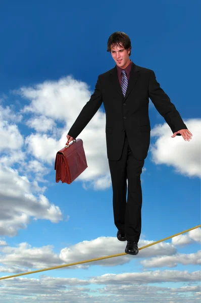 Businessman on Thightrope — Stock Photo, Image