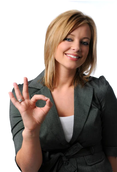 Business Woman Giving the OK Sign — Stock Photo, Image