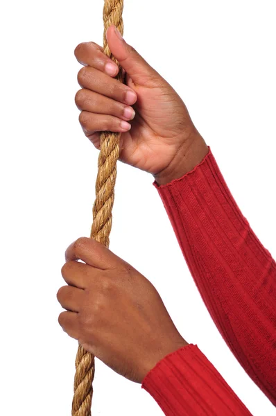 Hands Holding Rope — Stock Photo, Image