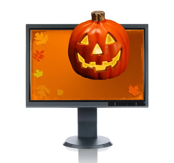 LCD idegen rádióadást figyel és a Halloween — Stock Fotó