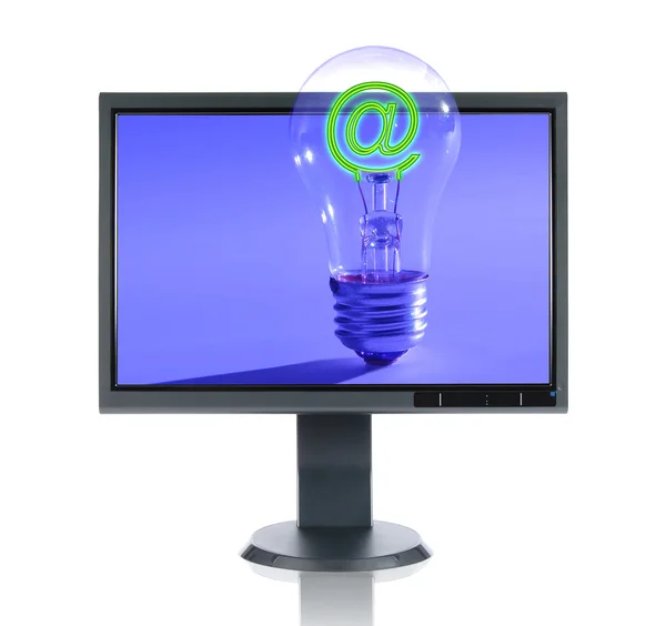 LCD-monitor en lamp — Stockfoto