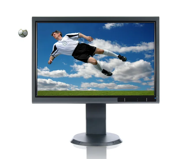 Concetto di calcio monitor LCD — Foto Stock