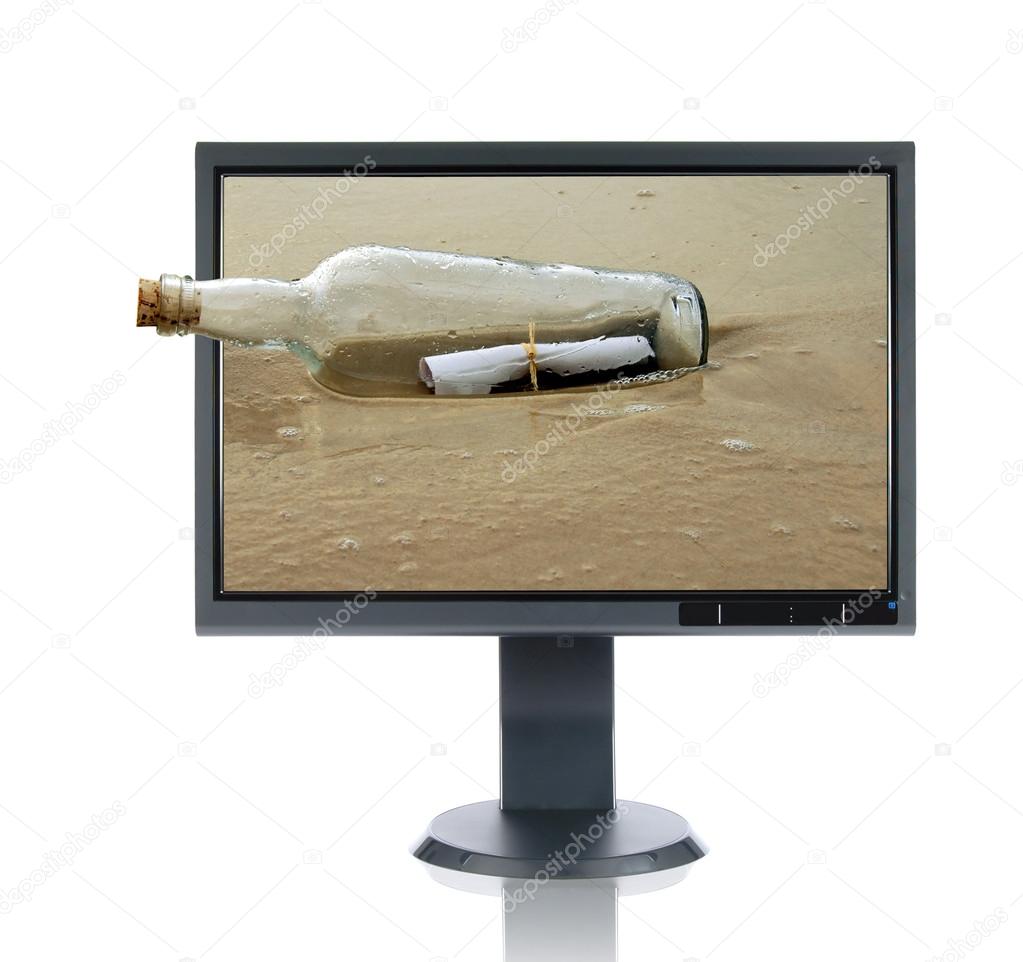 LCD Monitor and Message in a Bottle