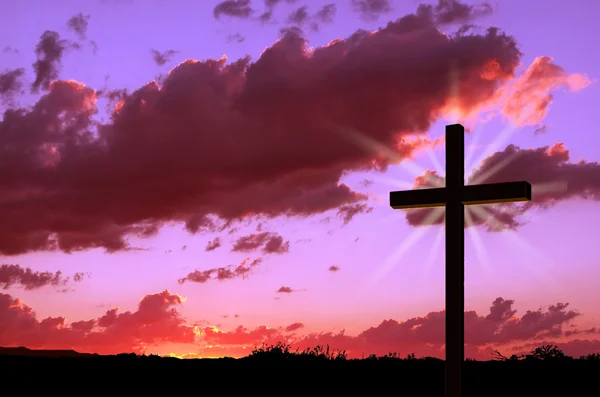 Croce e tramonto — Foto Stock