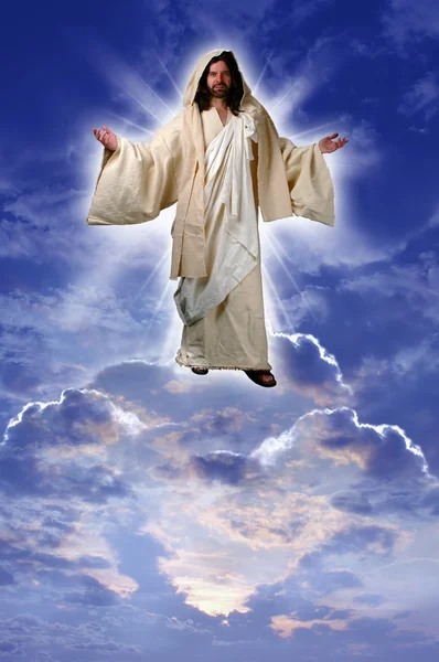 Jesus auf einer Wolke — Stockfoto