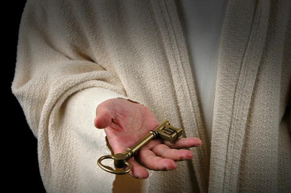 Ręce Jezusa i klucz — Zdjęcie stockowe