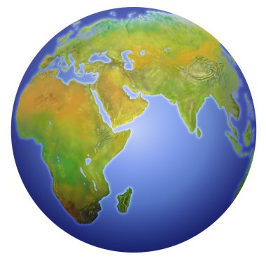 Avrupa, Asya ve Afrika gösterilen Dünya.