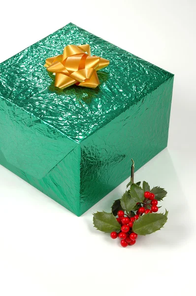 Gift and Holly — Stock Photo, Image