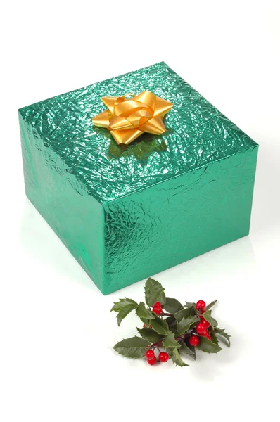 Gift and Holly — Stock Photo, Image