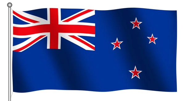 Drapeau de Nouvelle-Zélande agitant — Photo