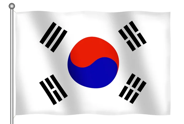 물결치는 대한민국의 국기 — 스톡 사진