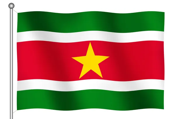 물결치는 수리남의 국기 — 스톡 사진