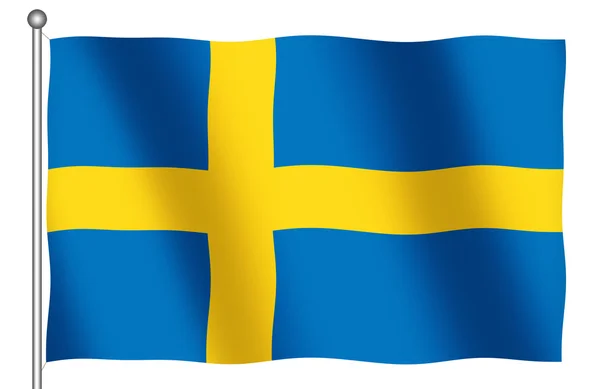 Schwedische Flagge geschwenkt — Stockfoto