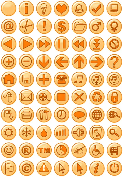 Ícones da Web em laranja — Fotografia de Stock