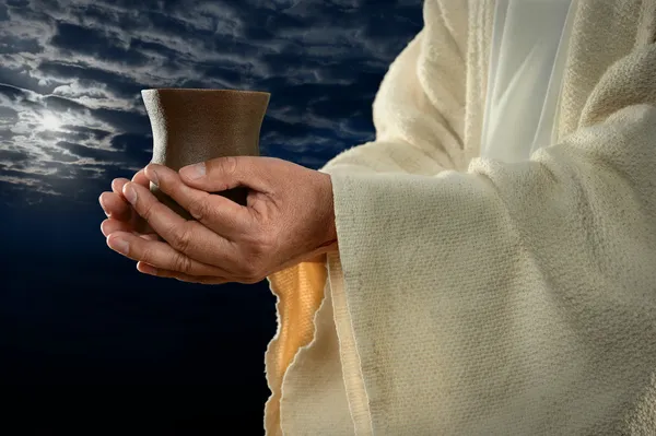 Jesus Hands Holding Cup — Stock Photo, Image