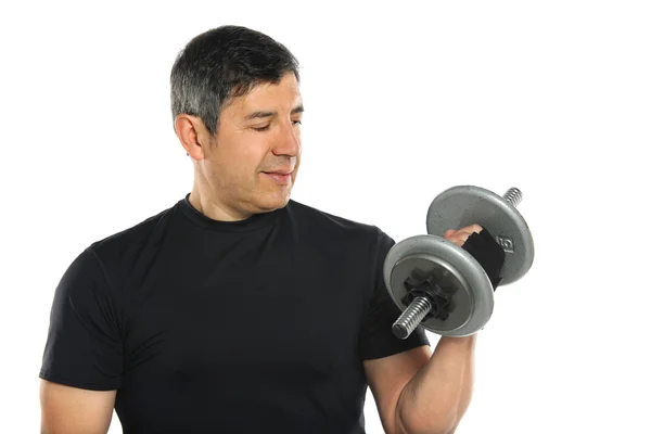 Mature Hispanik Man Lifting Dumbbells — Stok Foto