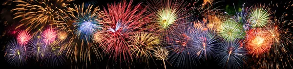 Fireworks in Panoramic View — Stock Photo, Image