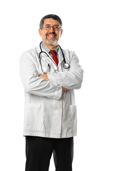 Médico hispânico sorrindo — Fotografia de Stock