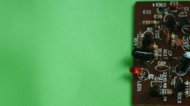 Електронна Транзисторна Схема Електронна Плата Процесором Крупним Планом — стокове відео