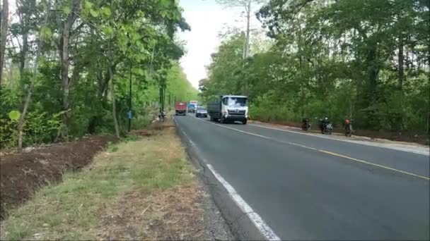 Tráfico Vehículos Carretera Que Pasa Por Parque Nacional Baluran Situbondo — Vídeos de Stock