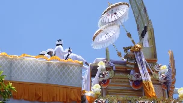 Balinese Hindu Cremation Ceremony Ngaben Member Royal Family Ida Pedanda — Stockvideo