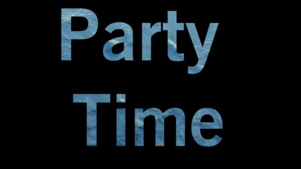 Feesttijd Tekstbeelden Blauwe Oceaan Stijl Tekst Animatie Party Time — Stockvideo