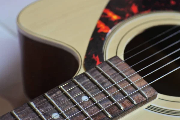 Электрогитара Fretboard Крупным Планом Макро Слайдер Снимок Гитара Шестиструнной Гитаре — стоковое фото