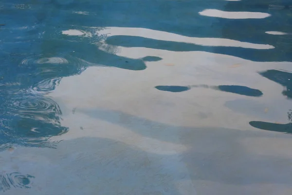 wave pool water with blue floor mat and reflection of stripes. surface of water for background. water abstract.