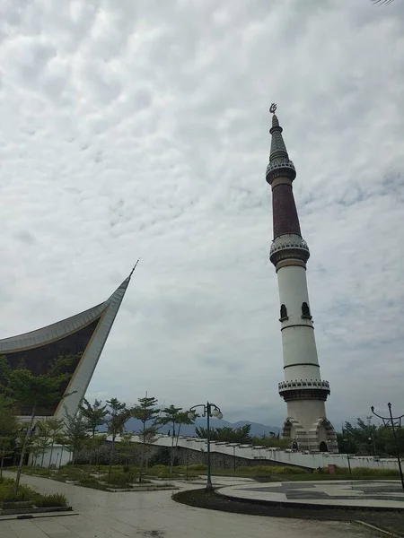 Grande Moschea Sumatra Occidentale Dopo Ritorno Dalle Preghiere Del Venerdì — Foto Stock