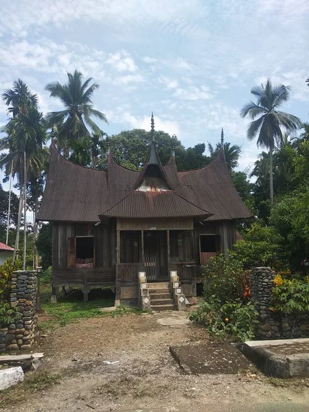 View Traditional House Minangkabau Tribal Rumah Gadang Sijunjung West Sumatra — Stok fotoğraf