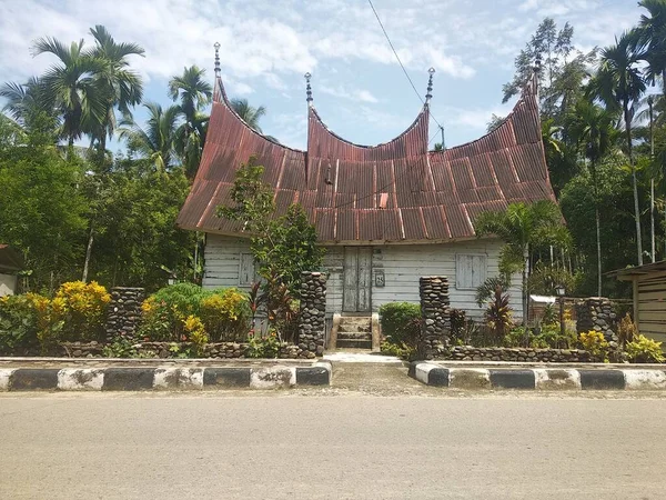 View Traditional House Minangkabau Tribal Rumah Gadang Sijunjung West Sumatra — Stok fotoğraf