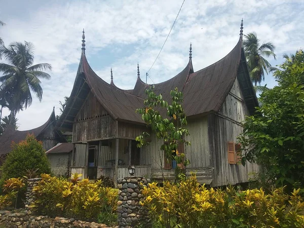 View Traditional House Minangkabau Tribal Rumah Gadang Sijunjung West Sumatra — Zdjęcie stockowe