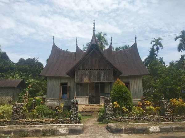 View Traditional House Minangkabau Tribal Rumah Gadang Sijunjung West Sumatra — Zdjęcie stockowe