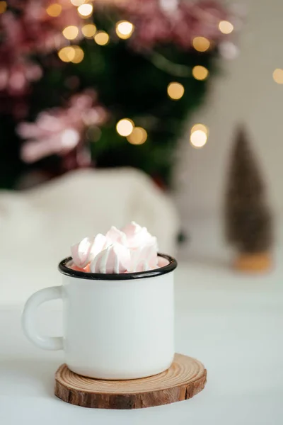 Egy Csésze Kávé Karácsonyi Sütikkel — Stock Fotó