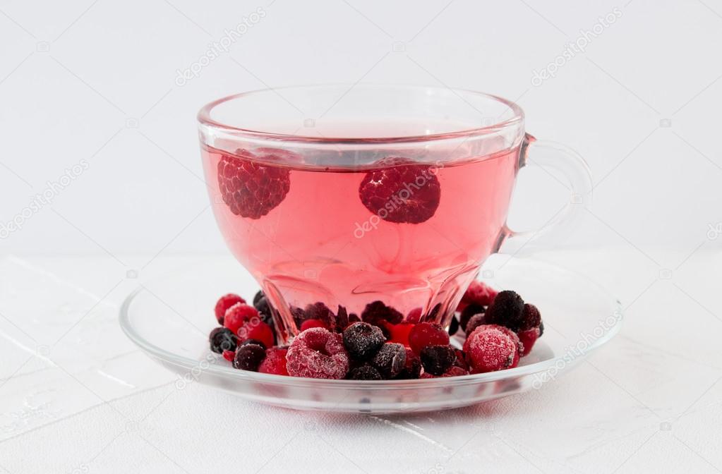 Red drink from mixed berries