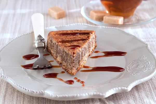 Schokolade und Mandelkuchen — Stockfoto