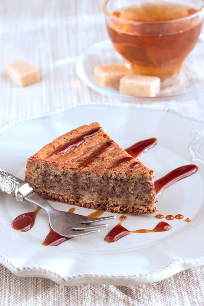 Amandel- en chocolade taart — Stockfoto
