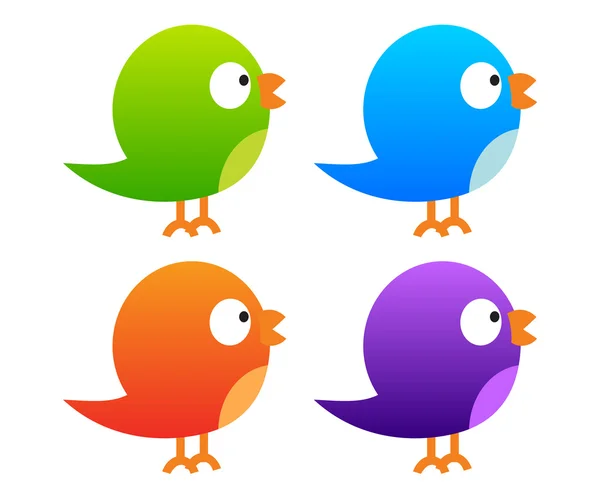 Collection of colour twitter birds — Stock Vector