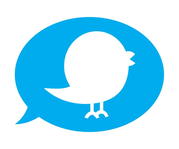 Twitter vogel binnen blauwe tekstballon — Stockvector