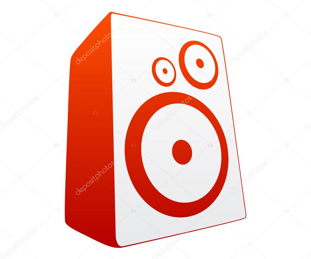 Red loud speaker on white background