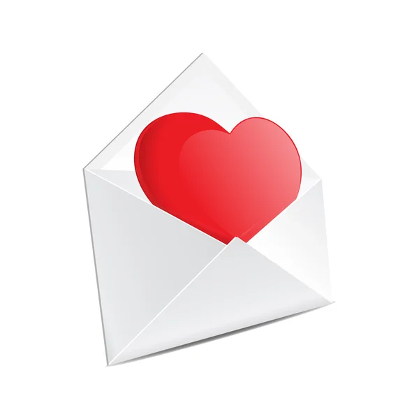 Open mail envelope with heart — Stock Vector