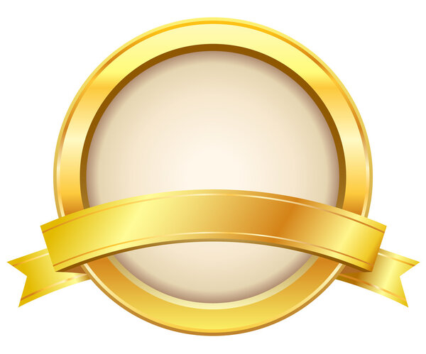 Gold label with ribbon