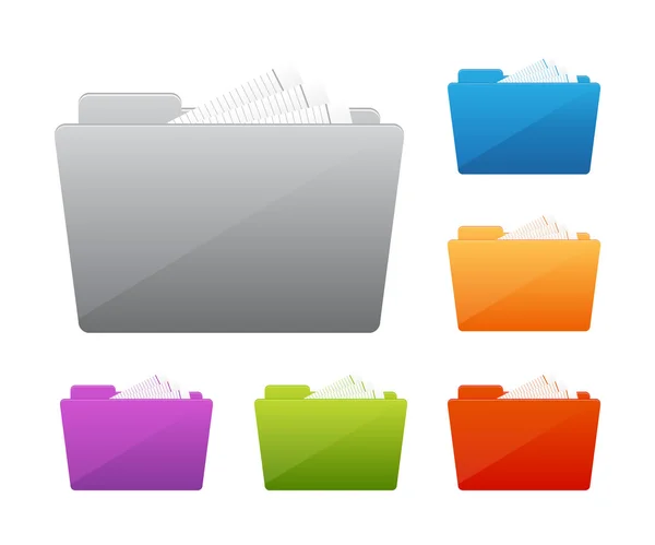 Collection of file folders icons Stock Illustration