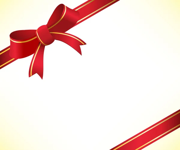 クリスマスの背景に赤の弓とリボン — ストックベクタ