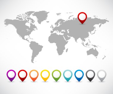 Dünya harita harita işaretçiler topluluğu
