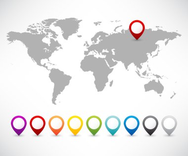 Dünya harita harita işaretçiler topluluğu