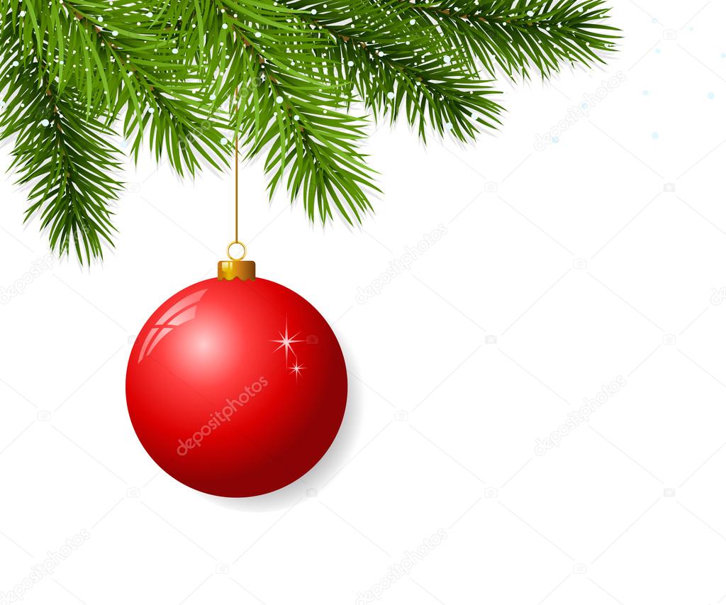 Branch with hanging christmas ball